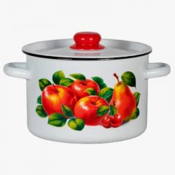 Кастрюля эмаль 2,9л с рис Яблоки-груша бел. (6шт) - 1с16с/1