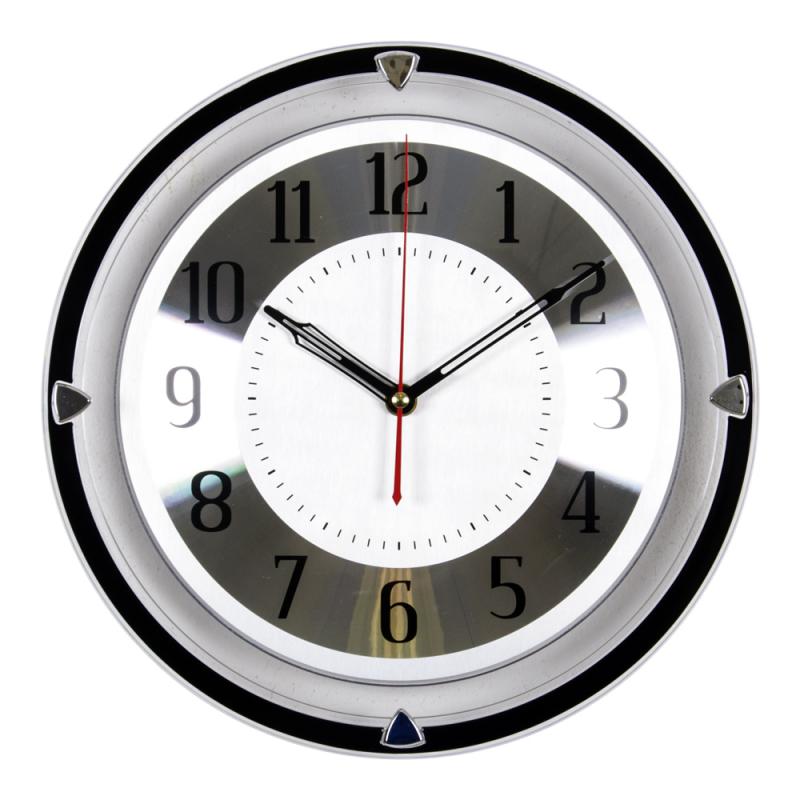 Часы настенные круг прозрачный 30см рама хром Серебрянная классика /Рубин (10шт) - 3124-101x xx
