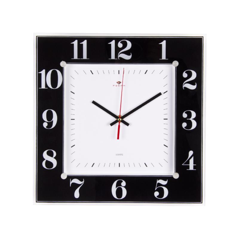 Часы настенные квадрат 31х31см черный корпус /Рубин (10шт) - 3131-1131Вx xx