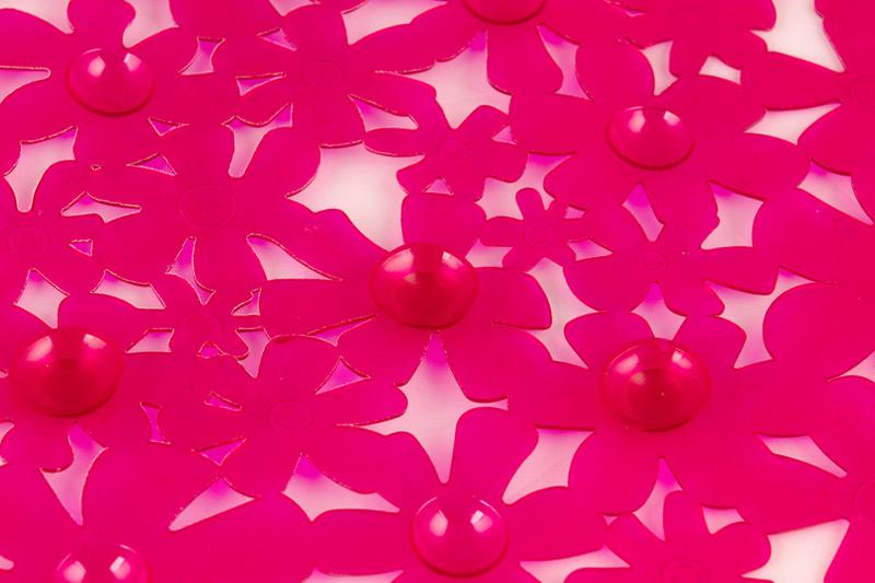 Коврики противоскользящий в ванную 66х35см Цветы розовый (1шт) - ЦБ-00-2964xx