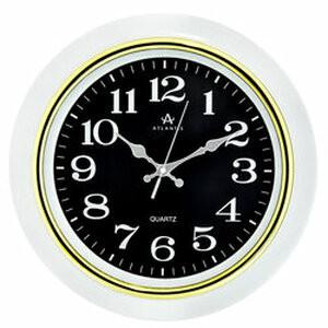 Часы настенные Atlantis круг 41,5см белый с черным циферблатом 1640А-Wxx