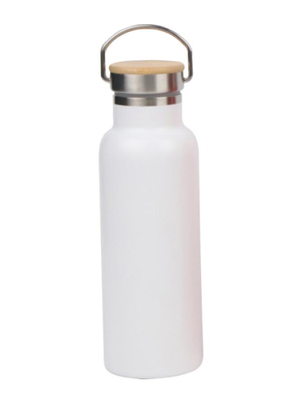 Бутылка д/напитков нерж.с крышкой из бамбука 500мл белый ТЕСО (24шт) - DXB-500-2WTxx