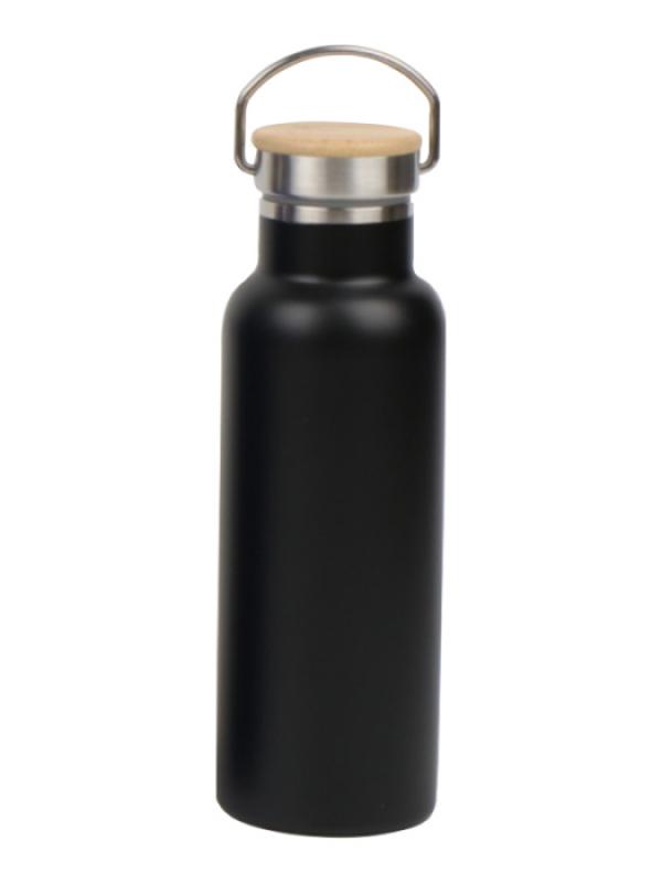 Бутылка д/напитков нерж.с крышкой из бамбука 500мл черный ТЕСО (24шт) - DXB-500-2BLxx