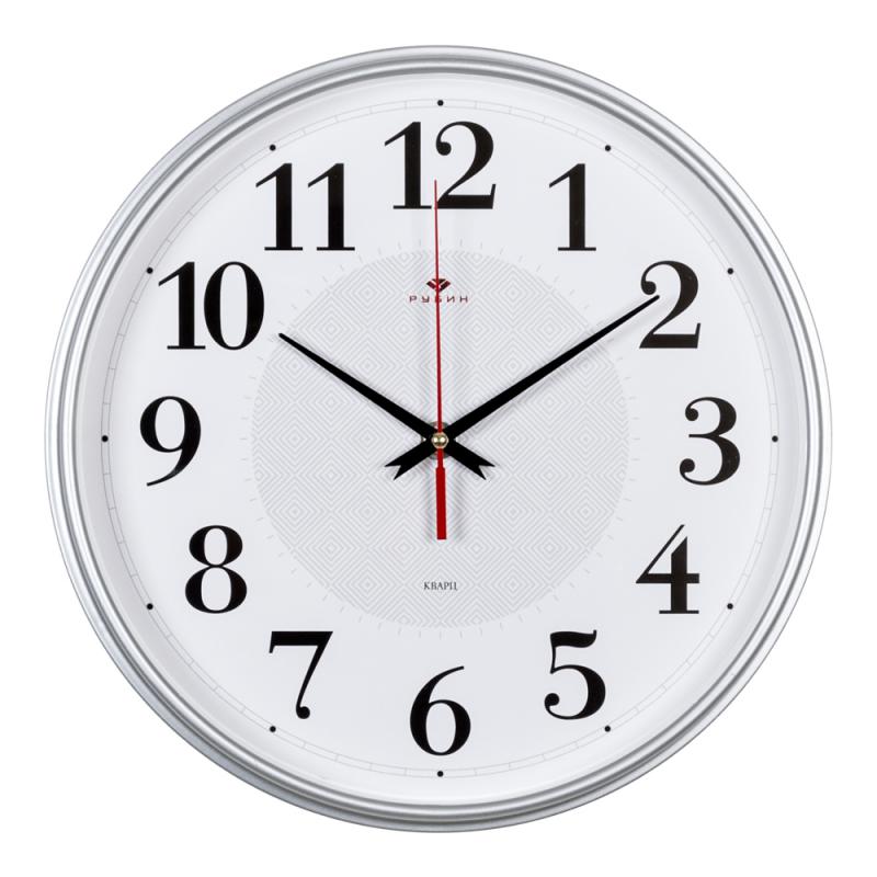 Часы настенные круг 29см корпус серебрянный Серебрянные ромбы /Рубин (10шт) - 2940-105x xx