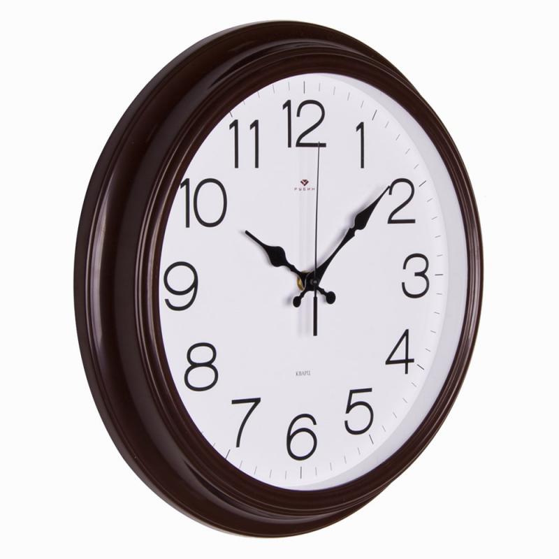 Часы настенные круг 35см корпус коричневый Классика /Рубин (10шт) - 3527-121Brx xx