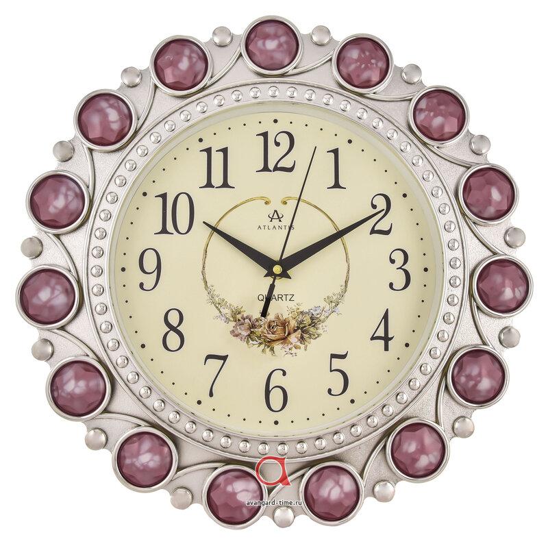 Часы настенные Atlantis круг 35см со стразами TLD-6998Е pink jewelryxx